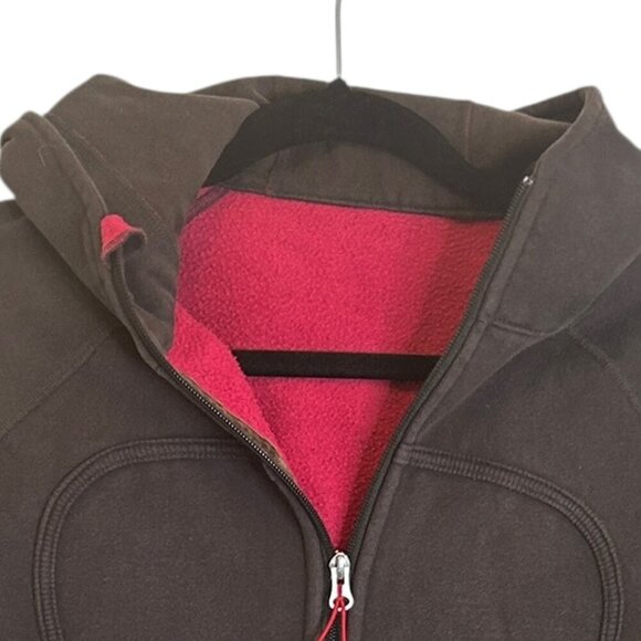 Lululemon Brown Scuba Hoodie Women’s Sz 12 Pink Lining Logo VtgThick Quality - Picture 4 of 6
